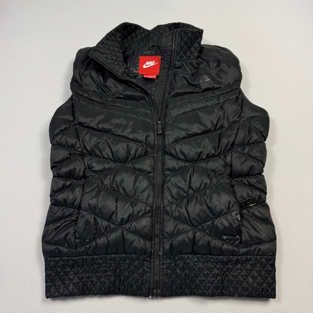 Nike Goose Down Cascade Puffer Jacket Vest Full Zip Polyester Black Medium‎